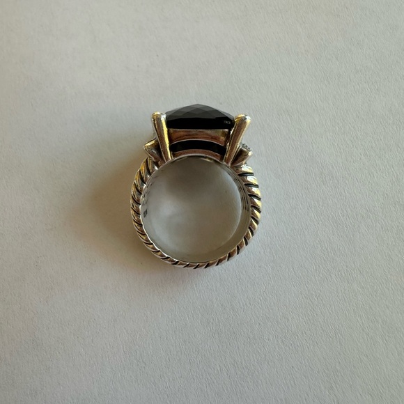 David Yurman Authentic Black Onyx Pave Diamond Wheaton Ring 20x15 Extra Large - Picture 5 of 8